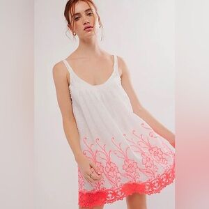 Free People Intimately Day Glow Slip White Combo Size Small New